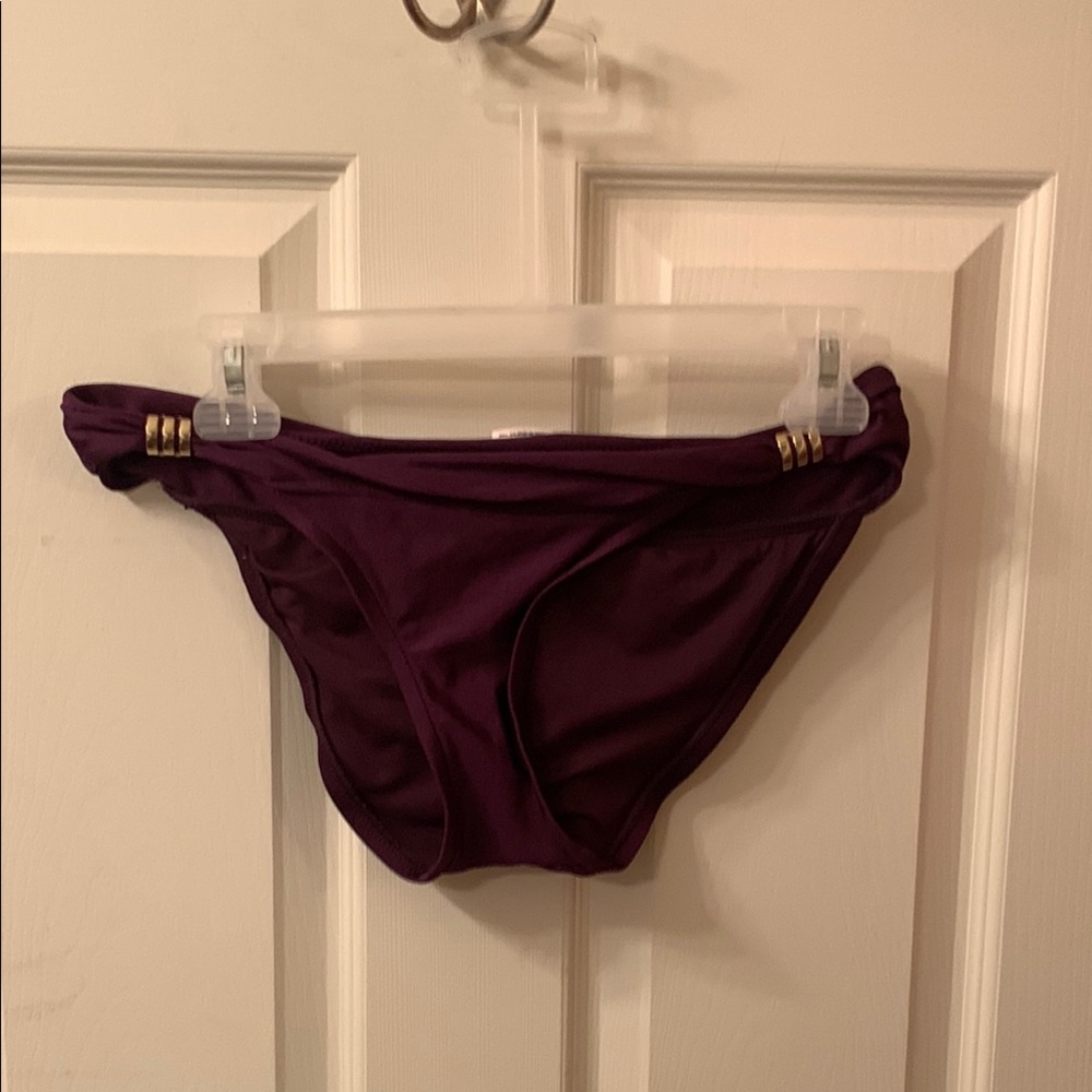Purple Bikini Bottom with Gold Accents